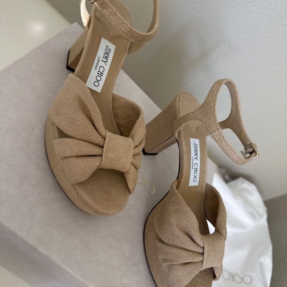 Jimmy Choo Heloise Platform Sandals in Beige - Picture 2 of 6